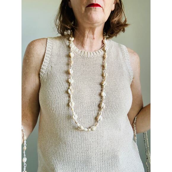 Set of 4 Seashell Long Strand Necklaces | Beachy Indie Vintage Boho Jewelry - Picture 5 of 8